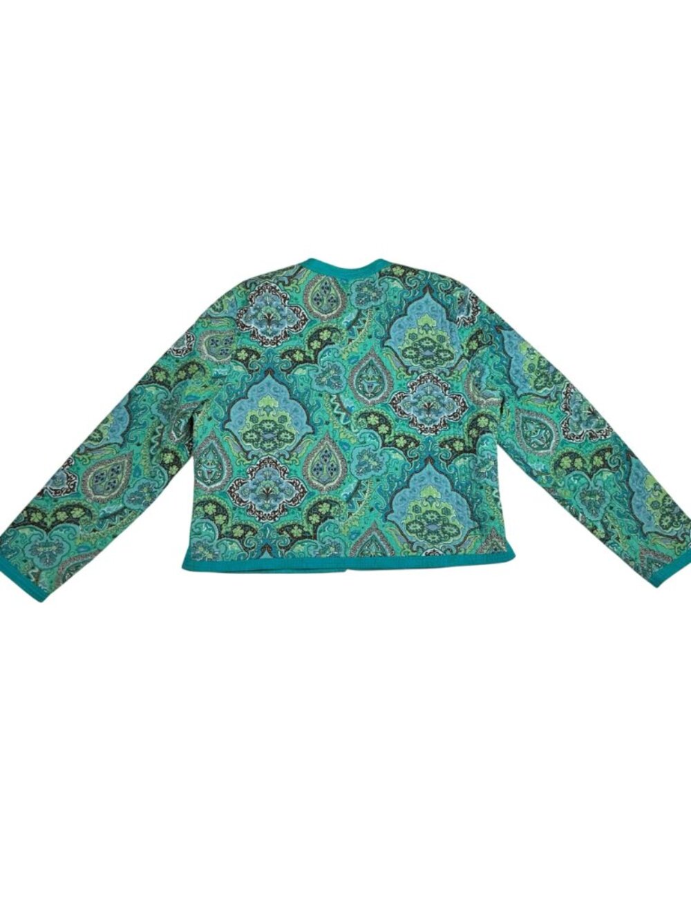 Reversible Quilted Button Front Jacket Womens Medium Turquoise PIsley Design - Picture 11 of 16